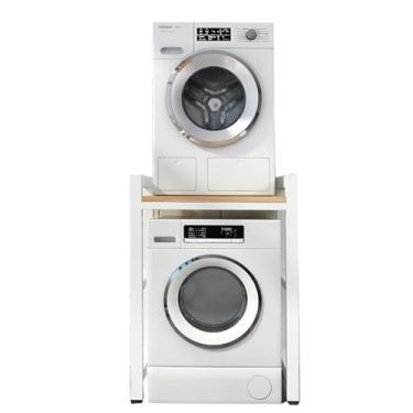 Imagem de Rack de armazenamento para máquina de lavar e secar, rack de empilhamento de varanda de camada dupla do chão ao teto, suporte de armazenamento de banheiro, suporte de carga 400 kg, (cor: A) (A 1)