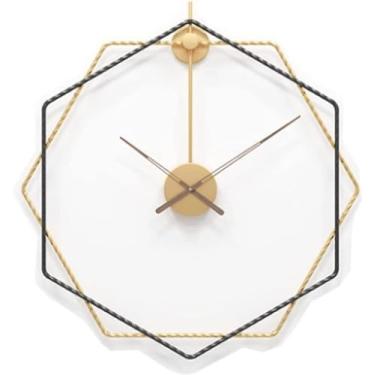 Imagem de Relógio de parede arte moderna relógio de parede relógio criativo, arte personalizada sala de estar relógio de parede nórdico moderno, para sala de estar, decoração de cozinha, relógio preto, 80 cm