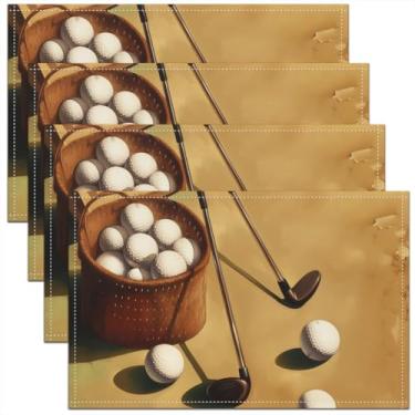 Imagem de Jogo americano com estampa de golfe, tema esportivo, decoração de clube de golfe, tapetes de cozinha para crianças, meninos, adolescentes, moderno, estilo simples, tapetes de mesa para mesa de jantar