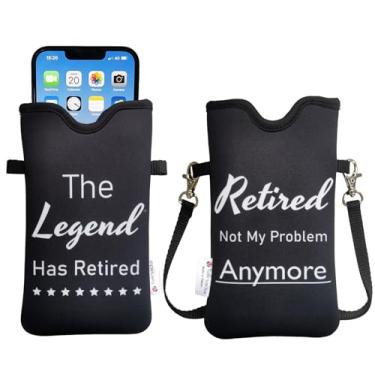 Imagem de Tainada Bolsa de neoprene masculina e feminina com alça transversal/cordão de pescoço para iPhone 16/15/14 Pro Max, 16/15/14 Plus, Samsung S25, A55, Google Pixel 9 (The Legend Has Retired)