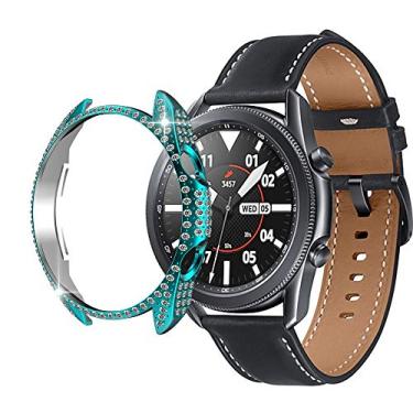 Imagem de Capa protetora rígida compatível com Samsung Galaxy Watch 3 de 41 mm e 45 mm com revestimento de policarbonato com diamantes brilhantes e cristais brilhantes para Galaxy Watch 3 (Índigo, 45 mm)