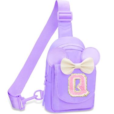 Imagem de Mochilas pequenas para meninas – Presentes de aniversário para meninas, para 3, 4, 5, 6, 7, 8, 9, 10 anos, pochete personalizada, pequena, rosa, bolsa tiracolo para crianças e meninas, Roxa