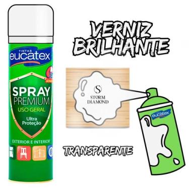 Imagem de Spray Tinta Premium Eucatex Verniz Incolor Brilhante 400ml Alta Temper
