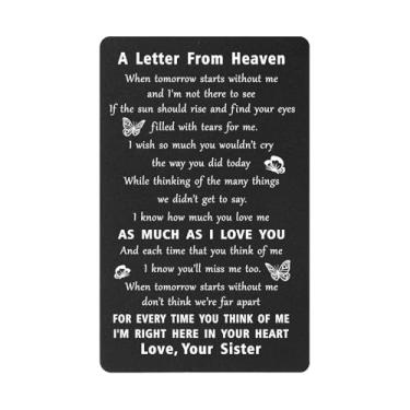 Imagem de Cartões de simpatia pela perda da irmã, uma carta da irmã no céu, presentes de luto memorial, cartão de carteira de metal
