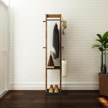 Imagem de Cabideiro De Chão Multimóveis Cr35005 Nogal/Preto - MULTIMOVEIS