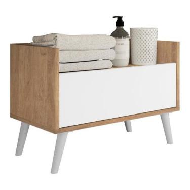 Imagem de Gabinete Armário Banheiro 80 Cm Rustic/branco - MULTIMOVEIS