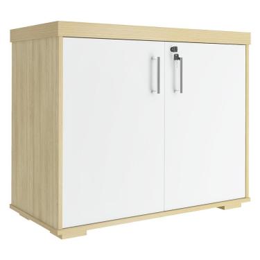 Imagem de Balcão Para Escritório 90cm 2 Portas Corp A06 Carvalho-branco - Mpozenato