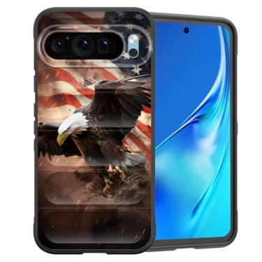 Imagem de CICPLKSE Capa para Google Pixel 10/Pixel 10 Pro de 6,3 polegadas 2025, silicone premium com [forro de microfibra macio antiarranhões], capa protetora à prova de choque, águia careca com bandeira dos