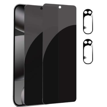 Imagem de [Pacote com 2] Protetor de tela de privacidade para Google Pixel 10 Pro 6,3 polegadas, vidro temperado, antiespião, sem bolhas, 9H, HD, pacote com 2 protetores de lente de câmera para Pixel 10 Pro