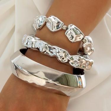 Imagem de Pulseiras de prata para mulheres, pulseira de ouro, pulseiras empilháveis, joias modernas, presentes de amizade, presentes de Natal