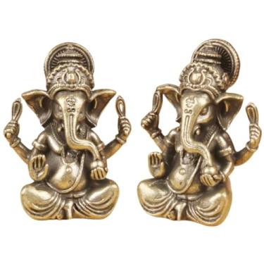 Imagem de Yahu Lando Estátua de Ganesha de latão, estatueta decorativa de Ganesha de latão, estatueta de divindade hindu em miniatura, descrição do produto, escultura de deus elefante hindu de 4,7 cm, decoração