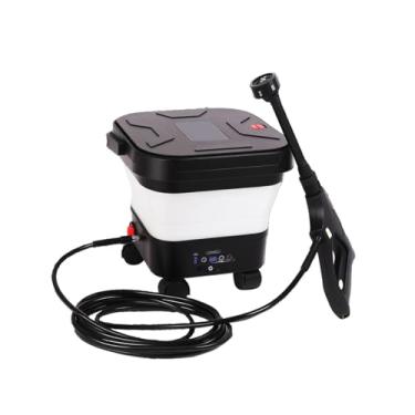Imagem de Generic Lavadora de alta pressão portátil sem fio com tanque de água, pulverizador de pressão elétrico multifuncional dobrável para limpeza e enxágue, Preto Branco