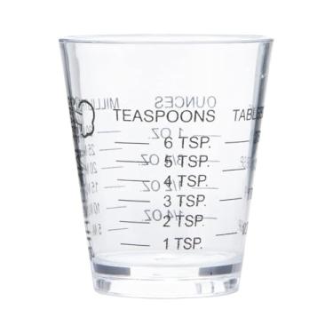 Imagem de Pacote com 2 copos de dose de medição de vidro pesado, copo de medição líquido de base grossa para café, jigger expresso de 4 medidas sem desbotamento com incrementa