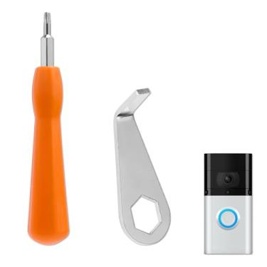 Imagem de 2 ferramentas de substituição de chave de campainha de vídeo, ferramenta de chave de campainha de aço inoxidável, chave de remoção de campainha, chave de fenda compatível com campainha de bateria