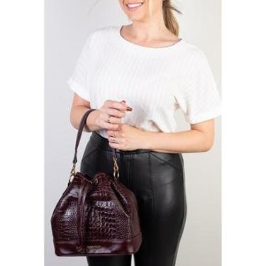 Imagem de Bolsa saco em couro croco Nadia-Feminino