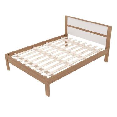 Imagem de Cama De Casal Madeira Cm8005 Amêndoa/branco - Tecno Mobili
