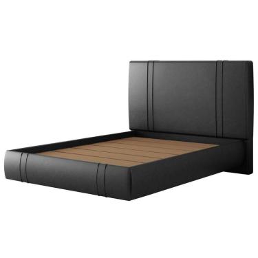 Imagem de Cama Casal Flutuante Com Cabeceira 140cm Lyra Sintético Preto S05 - Mpozenato