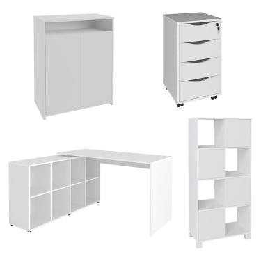 Imagem de Conjunto Escritório Home Office 4 Peças Mity A06 Branco - Mpozenato
