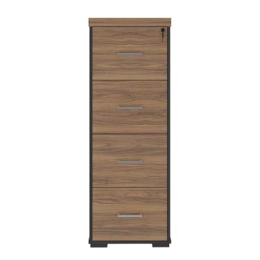 Imagem de Armário Para Escritório 4 Gavetas Com Chave Nogal/preto