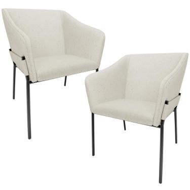 Imagem de Kit 2 Cadeiras Para Sala De Jantar Estar Living Olívia L02 Linho Champagne - Lyam Decor