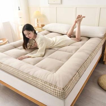 Imagem de Yadlan Colchão de chão estilo japonês futon, colchão portátil dobrável, colchão de acampamento adulto, sofá de acampamento, colchão de quarto de hóspedes, tapete de dormir tatami cáqui 90 x 200 cm