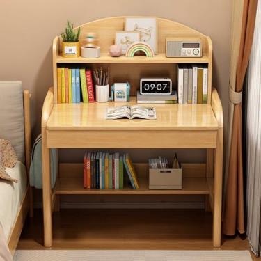 Imagem de Mesa de estudo infantil de madeira maciça, altura ajustável, mesa de estudo para crianças pequenas com gavetas, espaço pequeno, mesa de estudo com cabana aberta, estação de trabalho e mesa de escrita
