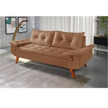 Imagem de Sofá 3 Lugares em Corino Confortável para Sala – Sofá Estofado Moderno (Chocolate)