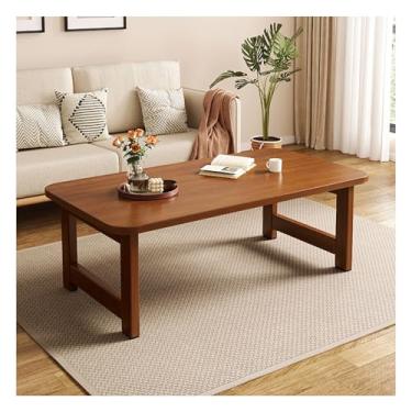 Imagem de HGTRH Mesa de centro dobrável, mesa de chá retangular com pernas de madeira maciça MDF sem necessidade de montagem para sala de estar, escritório em casa, nogueira, 80 x 50 x 50 cm