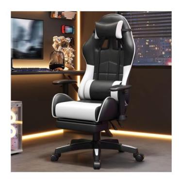 Imagem de HGTRH Cadeira ergonômica para computador, cadeira de jogos com apoio para os pés 90°-145°, encosto reclinável, apoios de braços ajustáveis 3D, suporte espesso, chassi para casa e escritório, preto e