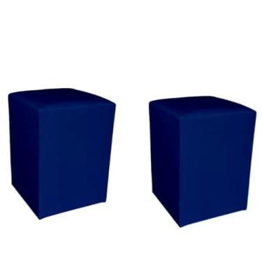 Imagem de Kit 2 Puffs Decorativos Quadrados em Suede – Puff Banqueta Estofado Moderno para Sala e Quarto(AZUL MARFIM)