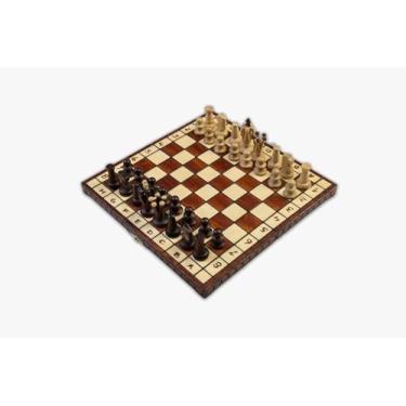 Imagem de Handmade European Wooden Chess Set with Wood Chess Pieces – Decorative Box with Storage Tray – Rustic Classic Board Game (Royal 30 Brown)