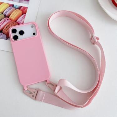 Imagem de Capa de silicone fosca com alça e colar transversal para iPhone 17 16 15 14 Pro Max 11 12 13 XR X XS 8 Plus SE