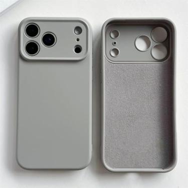 Imagem de Capa de TPU para iPhone 17, 16 Pro Max, 17 Air, 16, 15 e 14 Pro, capa protetora de silicone líquido TPU, cinza titânio, para iPhone 15 Plus.