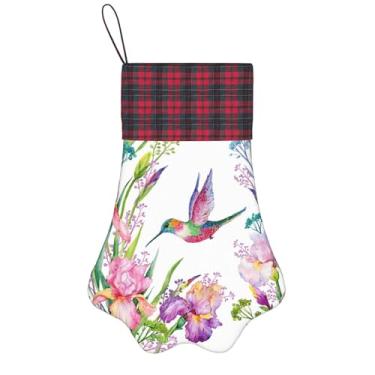 Imagem de SKKNT Meias de Natal com estampa de jardim com pássaros e flores, animais de estimação, decoração de Natal, cães, gatos, árvores, doces, presente, conveniente