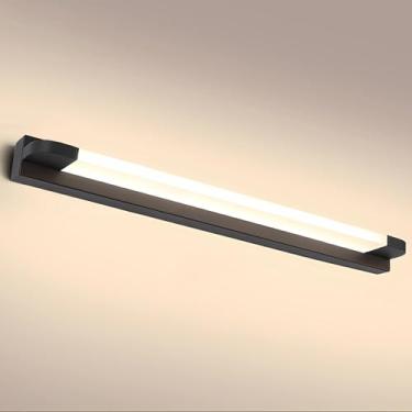 Imagem de Luminária de parede LED para banheiro, preta, com espelho frontal, IP44, para exibição de fotos, luminária de parede para espelho, arandela para hotéis e restaurantes, luminária de leitura m