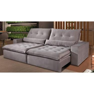 Imagem de Sofá Retrátil e Reclinável Luciana Luxo com Molas Ensacadas e Almofadas Decorativas Vários Tecidos