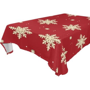 Imagem de Blueangle Toalha de mesa branca com flocos de neve – Toalha de mesa retangular de poliéster impermeável e resistente a manchas para ambientes internos e externos, 152 x 274 cm (755)