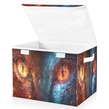 Imagem de Blueangle Cestos de armazenamento Dragon Eyes com tampas, 42 x 32 x 30 cm, grande cesta organizadora dobrável para decoração de casa e escritório (13)