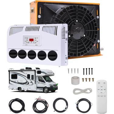 Imagem de Ar Condicionado 12v/24v Rv, Kit De Ar Condicionado De Estacionamento Split 850w, Volume De Ar 450m³/h, Silencioso - Resfriamento Rápido, Para Caminhões Semi-reboque, Ônibus, Yellow, 24V