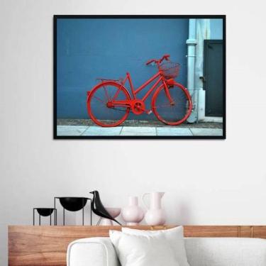 Imagem de Quadro Fotografia Bicicleta Vermelha 24X18Cm - Com Vidro