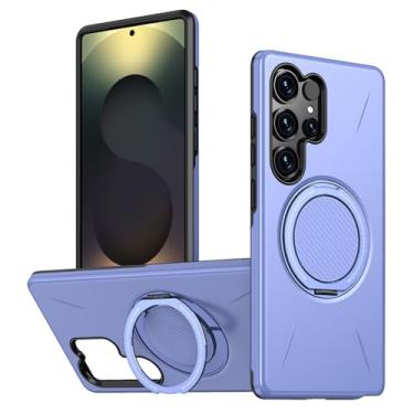 Imagem de LYJSMGZ Capa magnética para Samsung Galaxy S25 Ultra/S25 Plus/S25, com suporte giratório de 360°, à prova de choque, suporta carregamento sem fio, roxo, S25 Plus