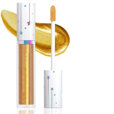 Imagem de Delineador de sombra líquida brilhante com glitter, delineador em bastão metálico colorido de alto pigmento, à prova d'água, conjunto de maquiagem brilhante de longa duração para mulheres, 03# ocre