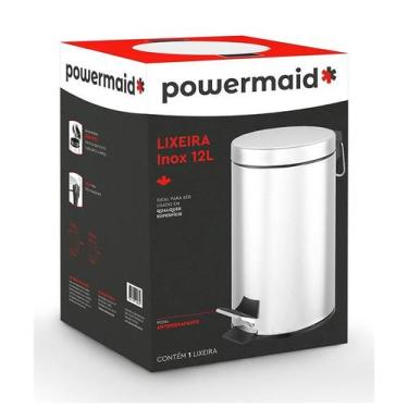Imagem de Lixeira 12,0l inox c/ped/balde powermai - CAMESA