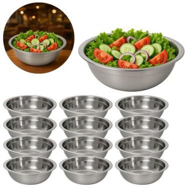 Imagem de 12 Tigelas Bowl Inox Mesa Posta 19cm P/ Restaurante 800ml - Rio Tijuca