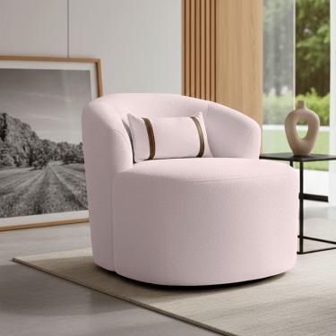 Imagem de Puff Poltrona Decorativa Orgânica Roma Sala Bouclé Com Almofada