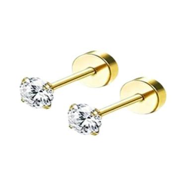 Imagem de Brincos De Tarraxa Plana Banhados a Ouro 14K Para Mulheres, Hipoalergê