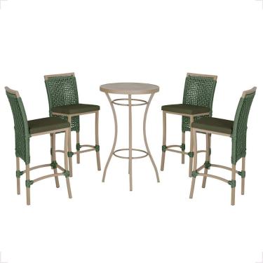 Imagem de Mesa Bistro E 4 Banquetas Roma Fendi Corda Náutica 12 Verde