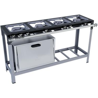 Imagem de Fogão Industrial Stori Premium 4 Bocas 30x30 Com Forno Em Linha M12 Pintado Metalmaq