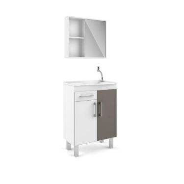 Imagem de Conjunto de Banheiro São João Qita, Branco e Cinza, 60 cm - MOVEIS SAO