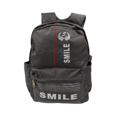 Imagem de Mochila Escolar Reforçada Infantil Adulto Smile 8509, Cinza